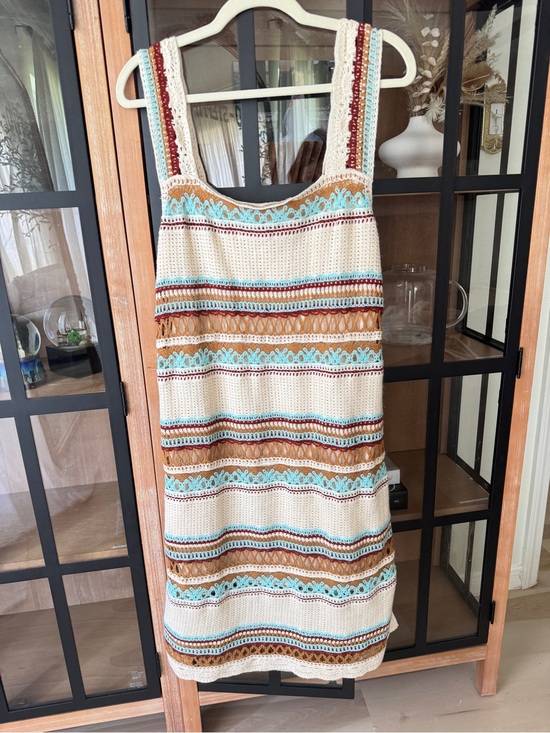 Anthropologie Dresses & Skirts - Anthropologie Kings Road Crochet Midi Dress Boho Swim Coverup Beach turquoise